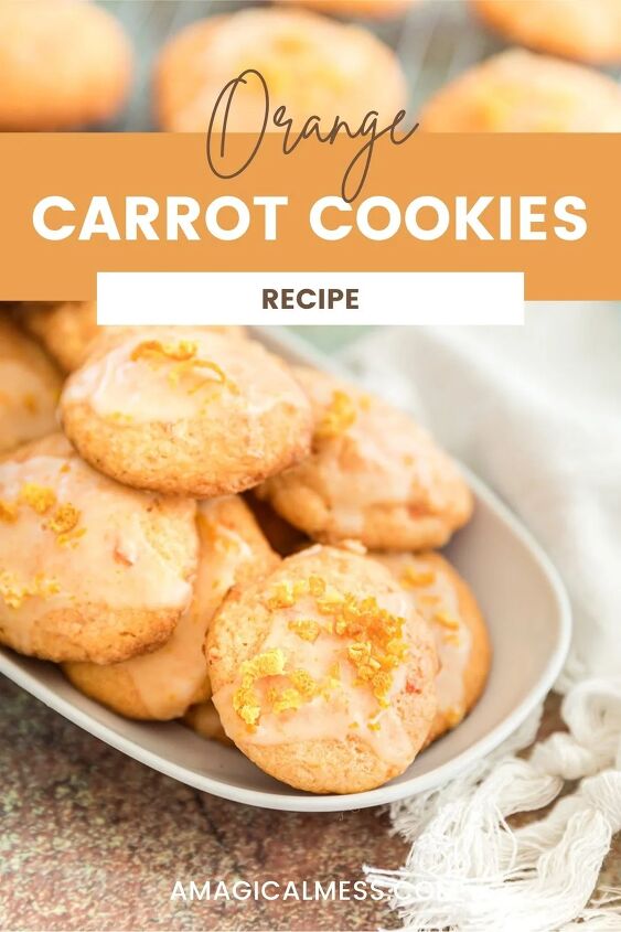 unique carrot cookies with orange juice glaze, Orange carrot cookies on a tray