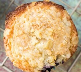 blueberry orange muffins with crunchy oat topping, Closeup of a muffin top