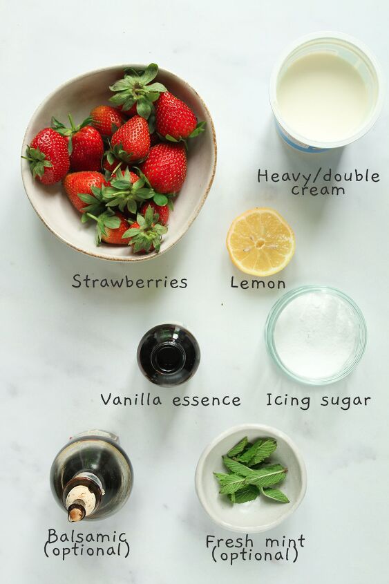 strawberries and cream, Ingredients for preparing strawberries and cream