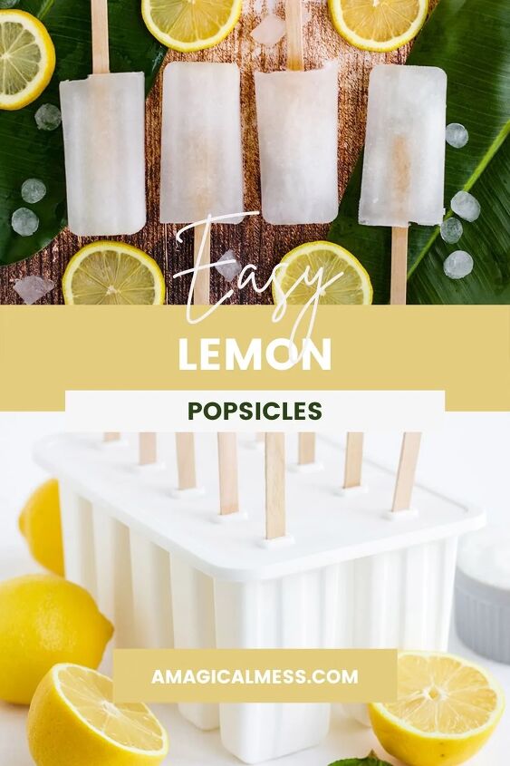 easy and refreshing lemon popsicles, Lemon popsicles in a row and in the popsicle mold