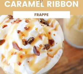 copycat caramel crunch frappuccino recipe, Drink with caramel crunch and whipped cream on top