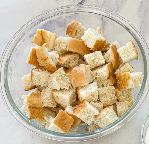 bread pudding, French bread cubed