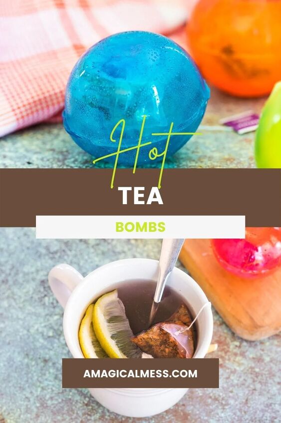 homemade hot tea drops recipe, Blue ball tea drop and a mug filled with hot tea