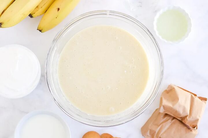 light and creamy banana poke cake recipe, Bowl of cake mix