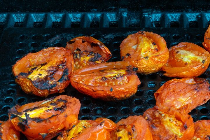 fire roasted tomatoes oven or grill, Tomatoes roasting on a grill