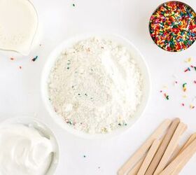 happy funfetti cake batter popsicles, Ingredients for cake mix pops