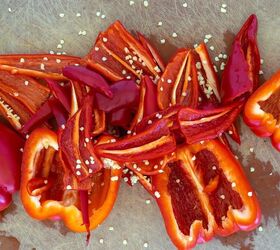 red pepper jelly, Cut bell pepper and red chiles