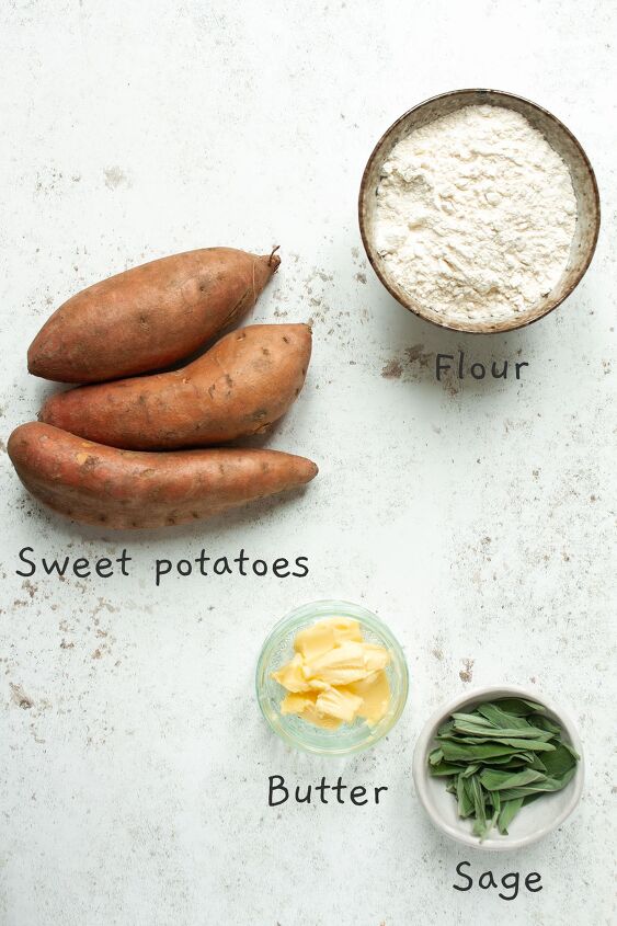 sweet potato gnocchi with brown butter and sage, Photograph of the ingredients for Sweet Potato Gnocchi