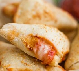 air fryer pizza pockets diy pizza rolls, Pizza roll with some cheese and sauce oozing out