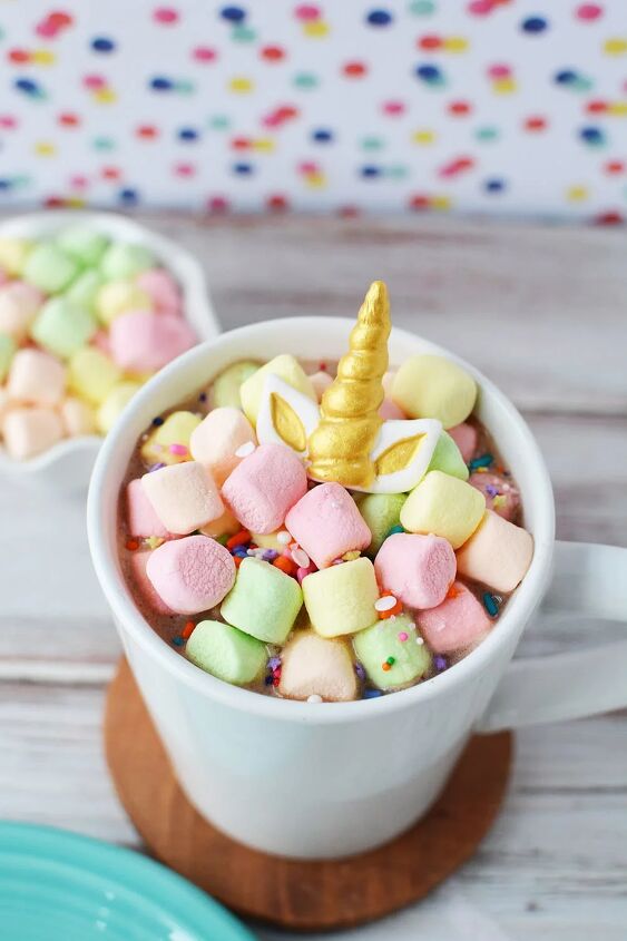 adorable unicorn hot chocolate bombs, Full disclosure The marshmallows and unicorn horn with ears are setup this way for the photo Results aren t typical