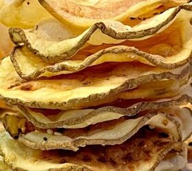 easy vegan flour tortillas using a press, A stack of homemade oil free potato chips