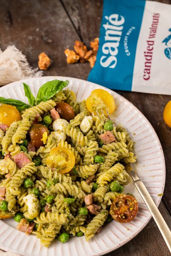 walnut and pea pesto pasta salad, This pesto pasta salad is only one of the many ways to take advantage of the delicious options from Sante Nuts