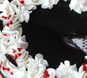 chocolate fudge cake, dark chocolate tart with candy hearts