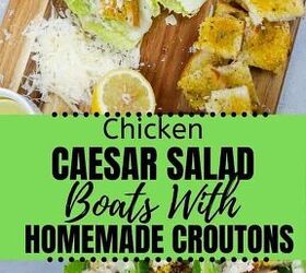 chicken caesar salad boats with homemade croutons
