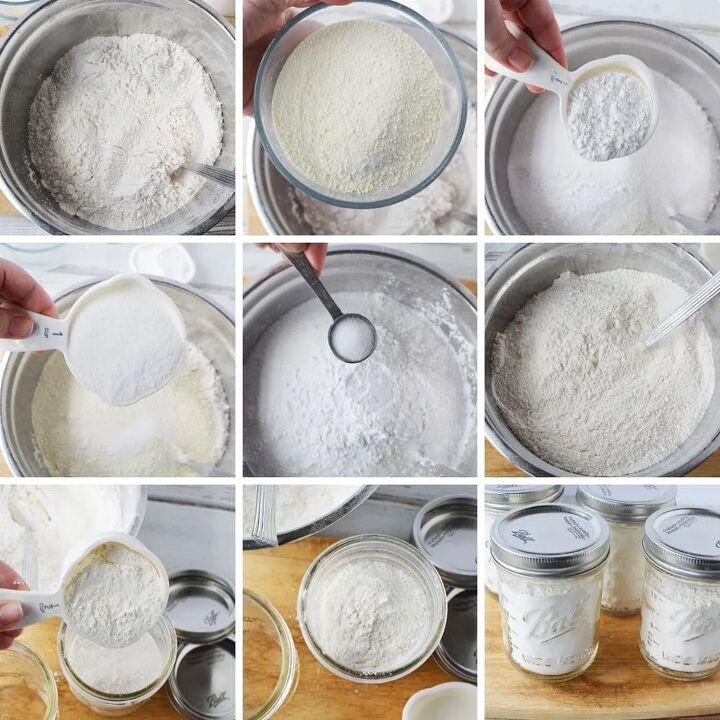 homemade pancake mix recipe to stock your pantry, Collage of steps to make dry pancake mix