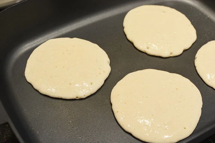 homemade pancake mix recipe to stock your pantry, Pancakes on a hot skillet