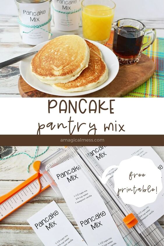 homemade pancake mix recipe to stock your pantry, Pancakes on plate with other breakfast foods