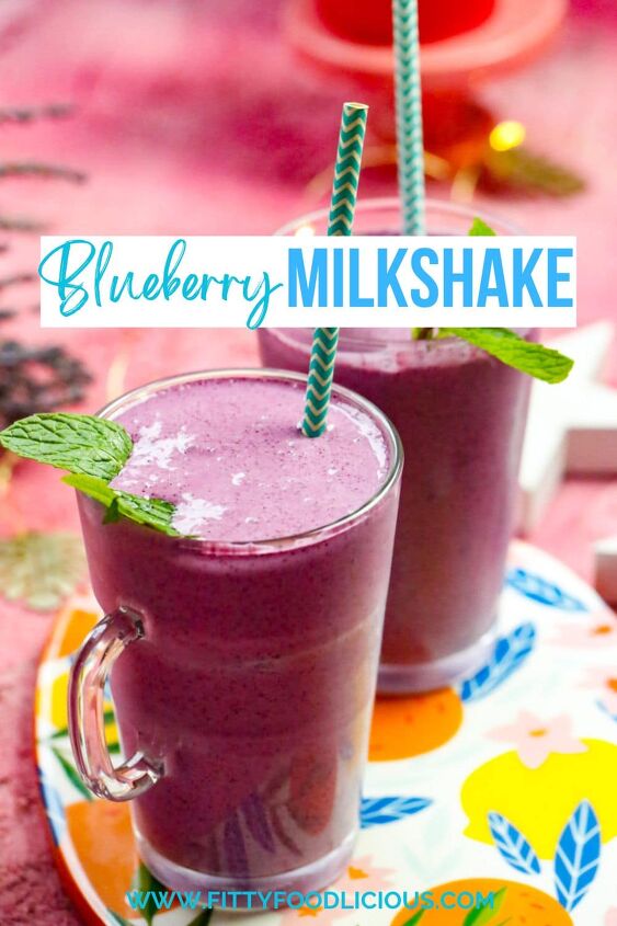 blueberry milkshake, Pinterest image for blueberry milkshake