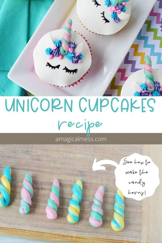 adorable unicorn cupcakes with horns and eyes, Unicorn cupcakes and candy horns