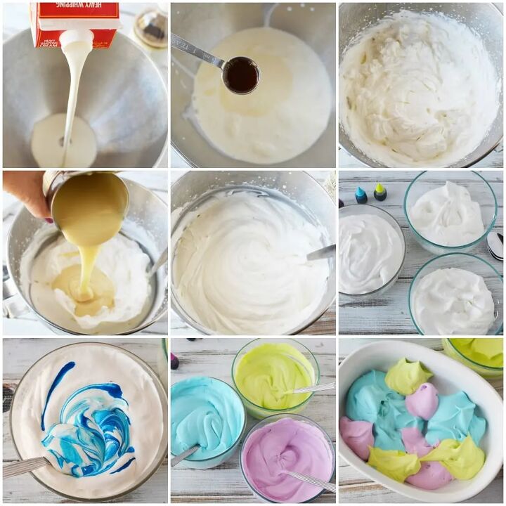 homemade mermaid ice cream recipe, In process steps to make mermaid ice cream