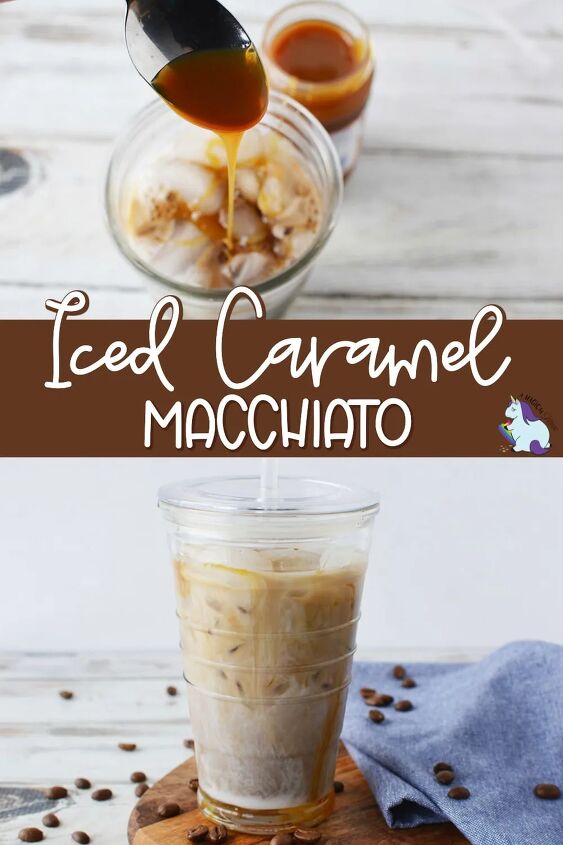 easy homemade iced caramel macchiato recipe, Iced caramel macchiato drink