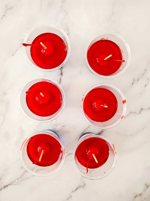 red white and blue jello cups, Cherries with toothpicks
