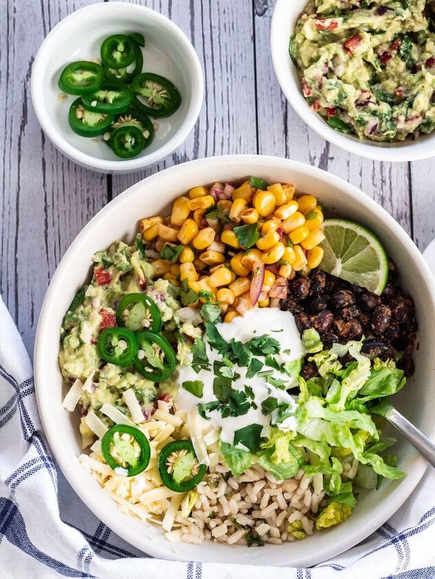 easy spicy mexican chilli bean soup with corn, 30 Minute Vegetarian Burrito Bowl