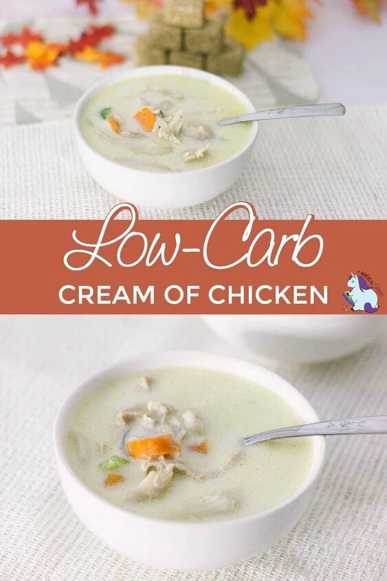 low carb cream of chicken soup, Cream of chicken soup with carrots in a bowl