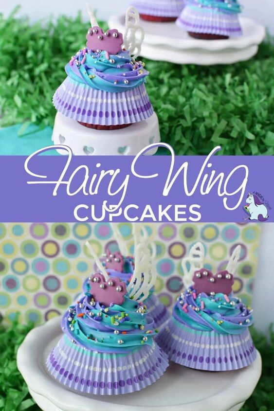fairy cupcakes with wings, Cupcakes with skirts and wings on little stands