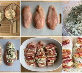 low carb spinach and bacon hasselback chicken, Steps to make hasselback chicken stuffed with spinach and bacon