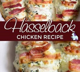 low carb spinach and bacon hasselback chicken, Hasselback chicken stuffed with spinach bacon and cream cheese