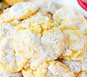 lemon cookies made with cool whip a perfect summer treat, A plate of lemon crinkle cookies