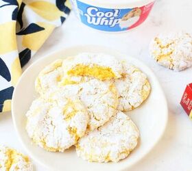 lemon cookies made with cool whip a perfect summer treat, A bitten Lemon Cool Whip Cookie on a platter