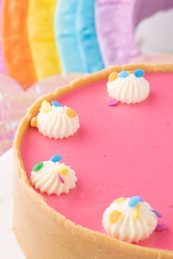 how to make a show stopping barbie no bake rainbow cheesecake, gorgeous pink barbie party cake