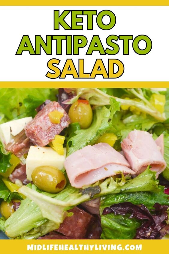 keto antipasto salad recipe, Pinterest image for keto antipasto salad recipe