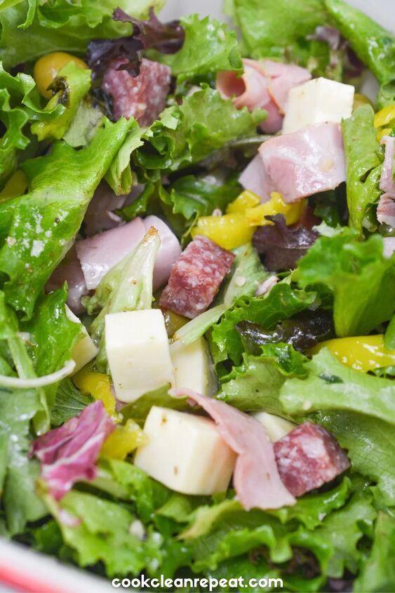 keto antipasto salad recipe, antipasto salad texture up close