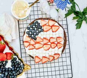 patriotic brownie and fruit fourth of july cake, patriotic brownie cake