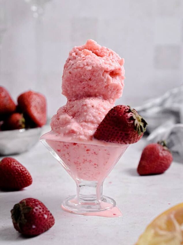 3 ingredient strawberry fluff fruit dip so easy, Two scoops of ice cream are in a bowl