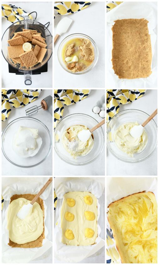lemon curd cheesecake bars, Lemon Curd Cheesecake Bars Recipe process shot collage showcasing making these bars