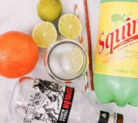 Ingredients for paloma cocktail on a counter