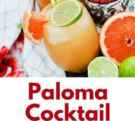 Paloma Tequila cocktail in a glass with lime and grapefruit slice garnish