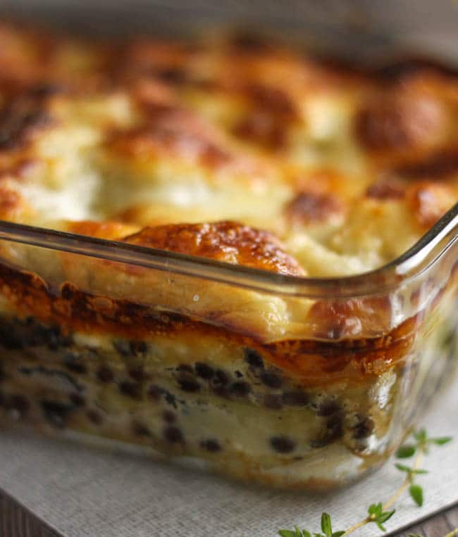 puy lentil lasagne with a creamy goat s cheese sauce