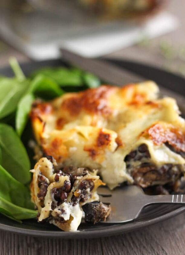puy lentil lasagne with a creamy goat s cheese sauce