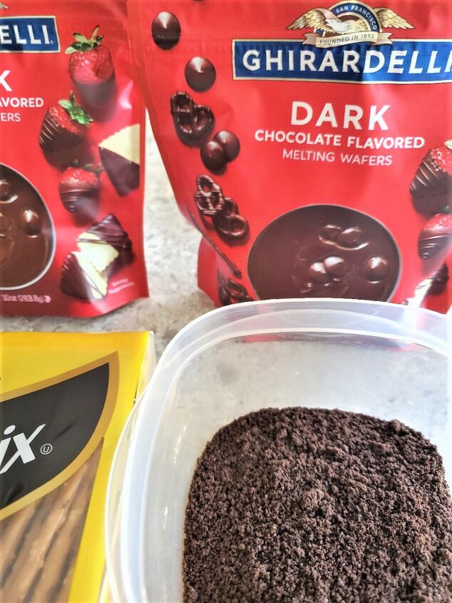 easy no bake chocolate oreo cookie dirt recipe card, ingredients