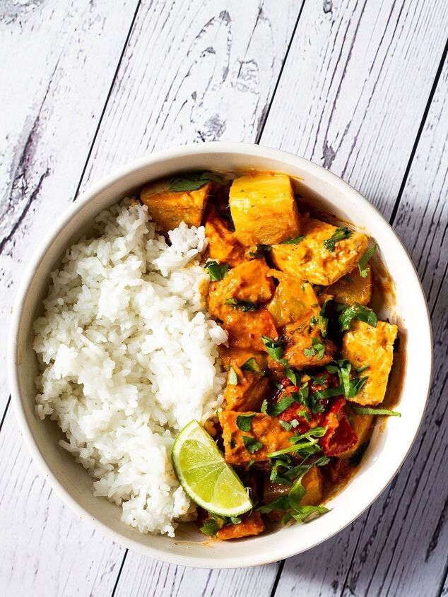 easy 30 minute prawn thai green curry, Sweet Potato and Tofu Thai Red Curry