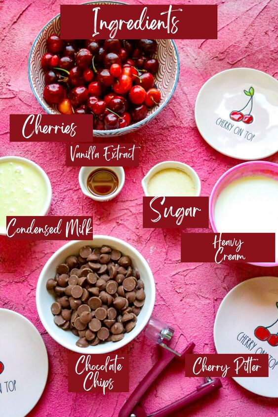cherry chocolate chip ice cream, Ingredients for Cherry Chocolate Chip Ice Cream