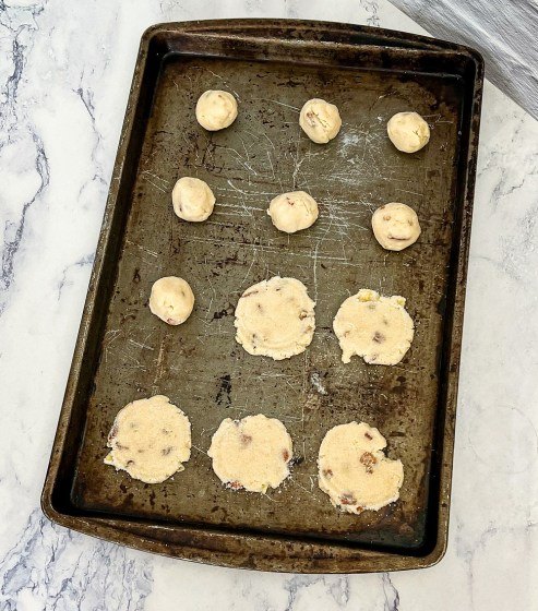 potato chip cookies, Potato chip cookies on a pan