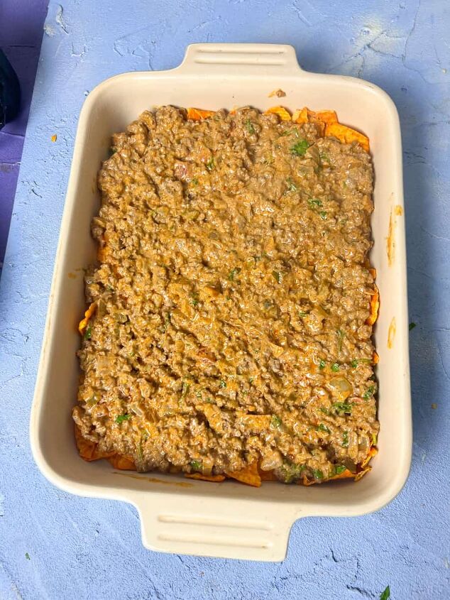 dorito casserole with ground beef, Make delicious casserole layers it s easy