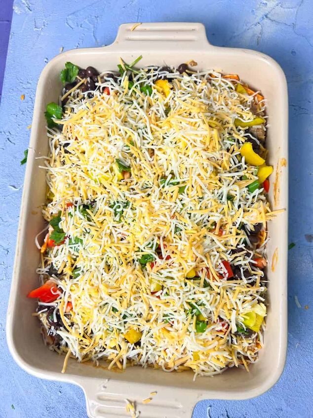 dorito casserole with ground beef, Now that all the layers are set let s pop this into the oven