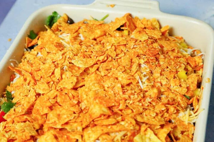 dorito casserole with ground beef, Add that top Doritos layer